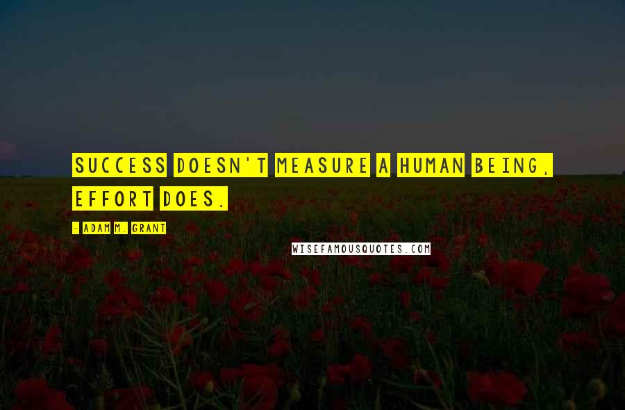 Adam M. Grant Quotes: Success doesn't measure a human being, effort does.