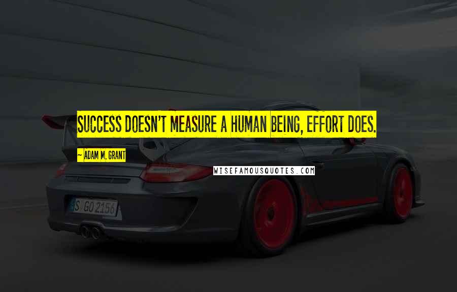 Adam M. Grant Quotes: Success doesn't measure a human being, effort does.