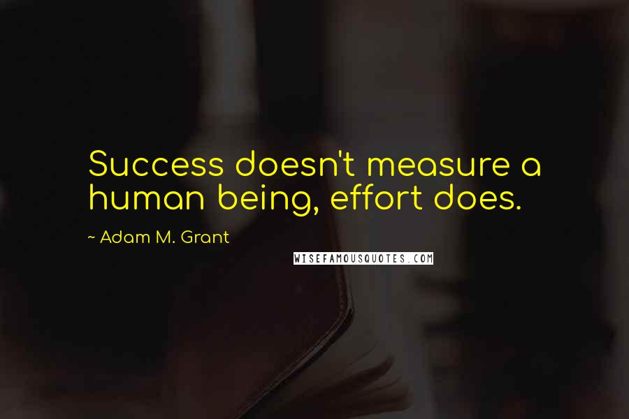 Adam M. Grant Quotes: Success doesn't measure a human being, effort does.