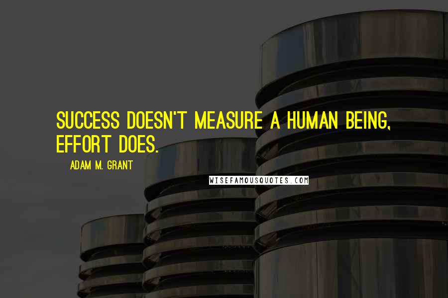 Adam M. Grant Quotes: Success doesn't measure a human being, effort does.