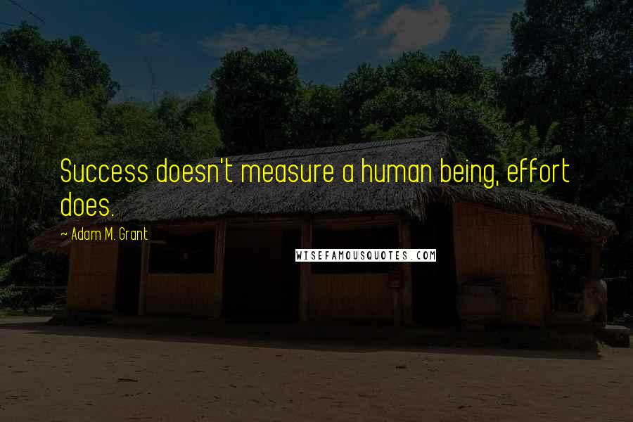 Adam M. Grant Quotes: Success doesn't measure a human being, effort does.