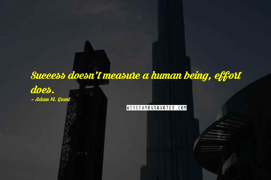 Adam M. Grant Quotes: Success doesn't measure a human being, effort does.