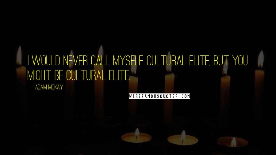 Adam McKay Quotes: I would never call myself cultural elite, but you might be cultural elite.