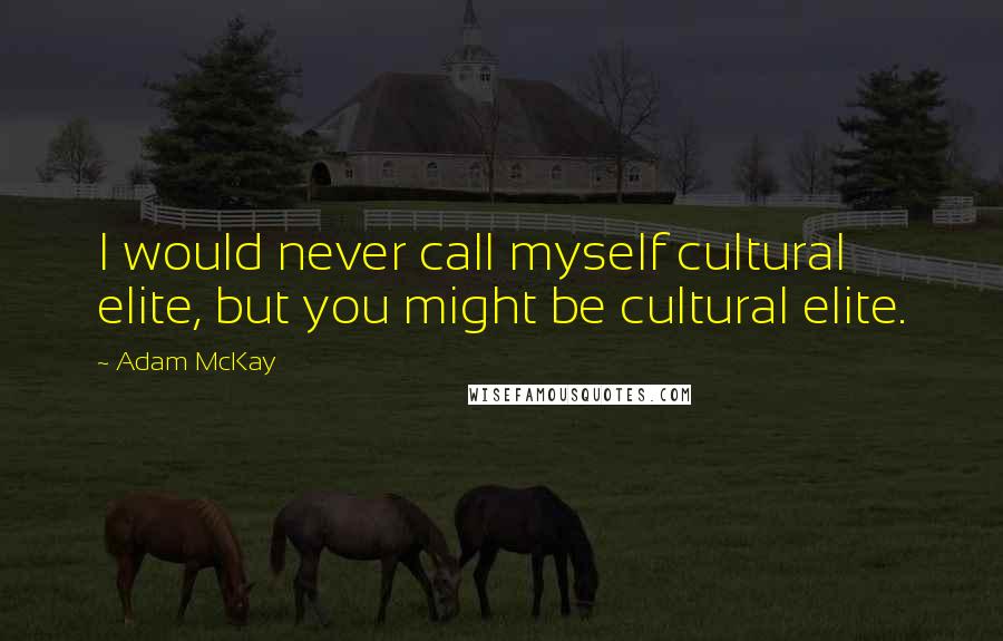 Adam McKay Quotes: I would never call myself cultural elite, but you might be cultural elite.