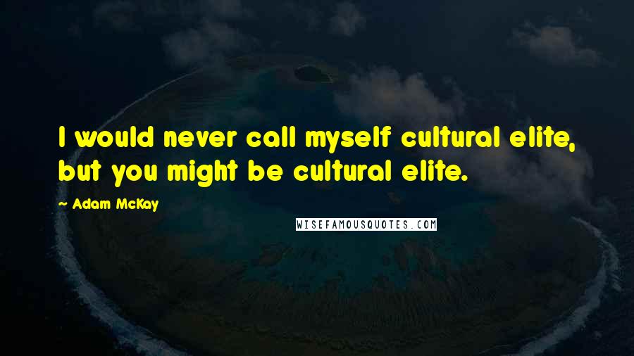 Adam McKay Quotes: I would never call myself cultural elite, but you might be cultural elite.