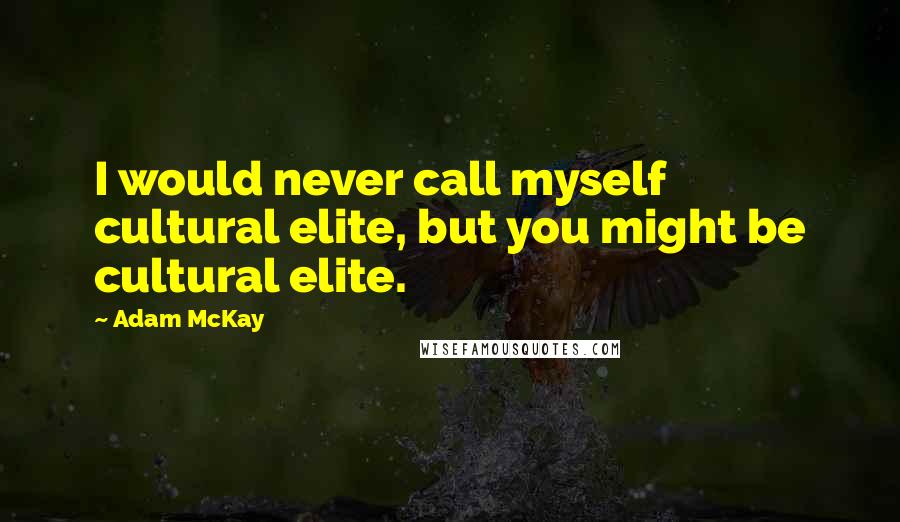 Adam McKay Quotes: I would never call myself cultural elite, but you might be cultural elite.