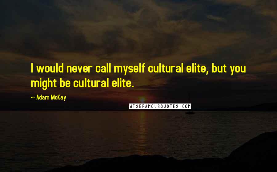 Adam McKay Quotes: I would never call myself cultural elite, but you might be cultural elite.