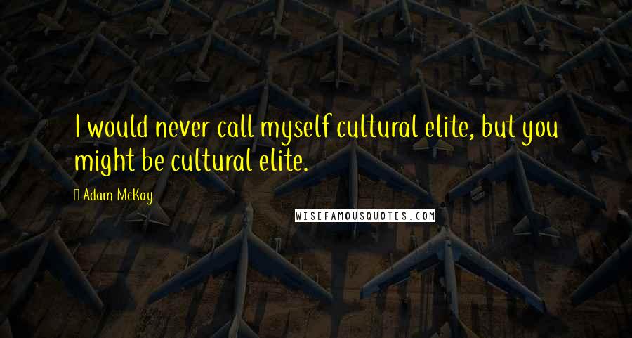 Adam McKay Quotes: I would never call myself cultural elite, but you might be cultural elite.