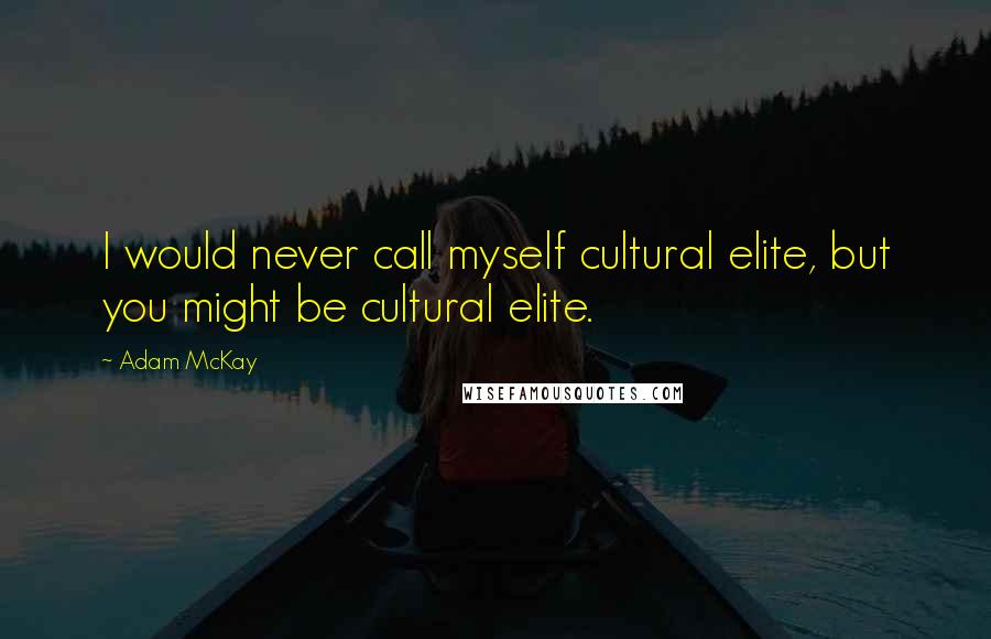 Adam McKay Quotes: I would never call myself cultural elite, but you might be cultural elite.