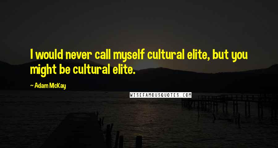 Adam McKay Quotes: I would never call myself cultural elite, but you might be cultural elite.