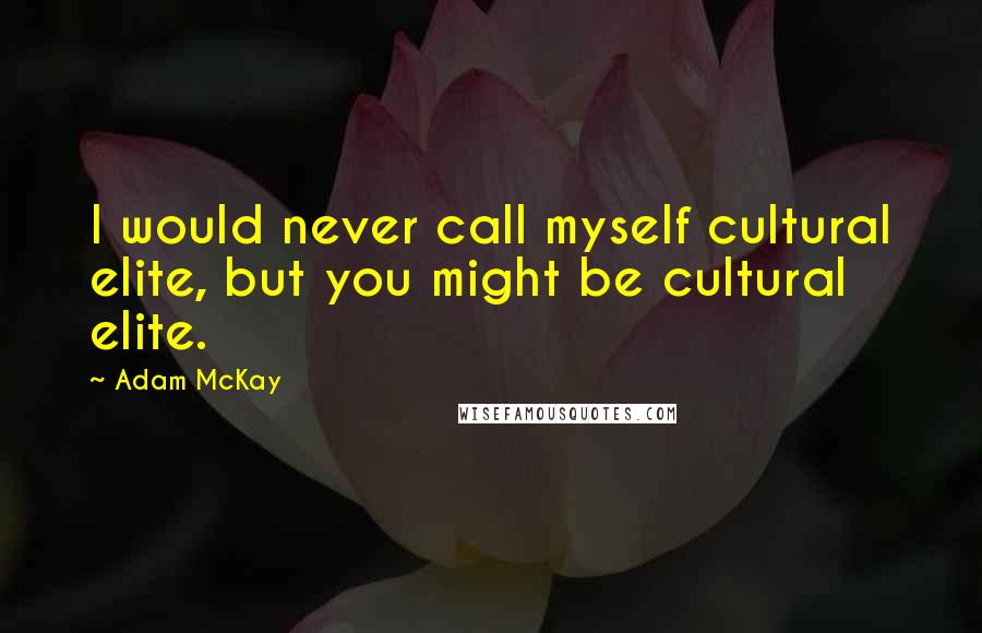 Adam McKay Quotes: I would never call myself cultural elite, but you might be cultural elite.