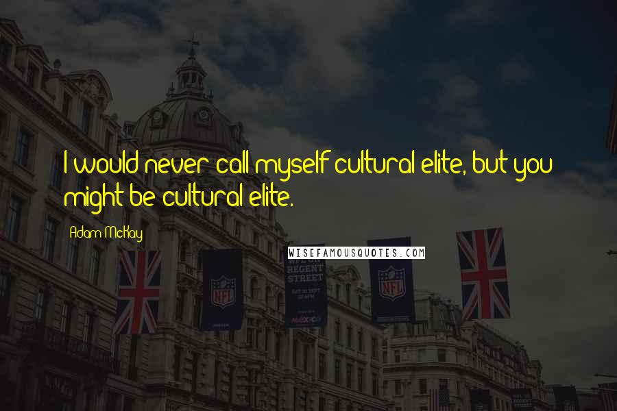 Adam McKay Quotes: I would never call myself cultural elite, but you might be cultural elite.