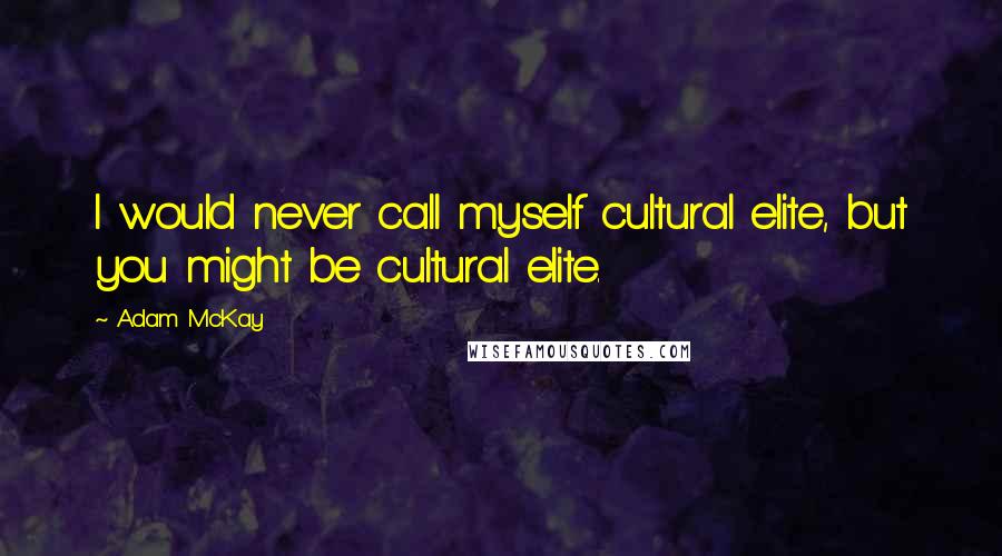 Adam McKay Quotes: I would never call myself cultural elite, but you might be cultural elite.