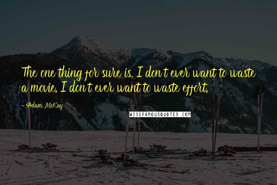 Adam McKay Quotes: The one thing for sure is, I don't ever want to waste a movie. I don't ever want to waste effort.