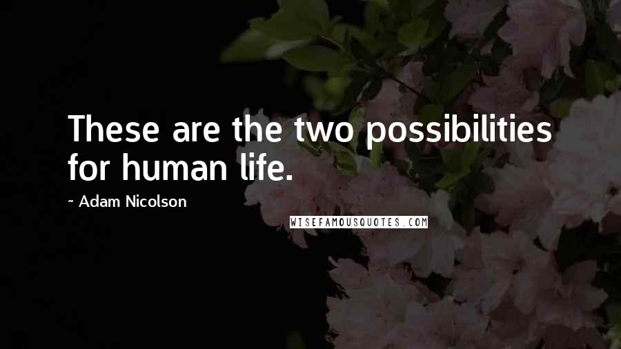 Adam Nicolson Quotes: These are the two possibilities for human life.