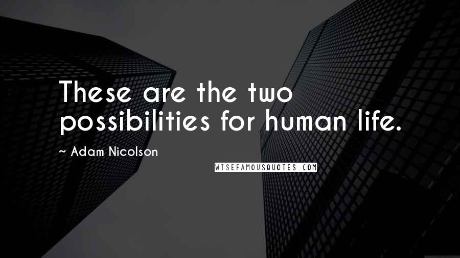 Adam Nicolson Quotes: These are the two possibilities for human life.