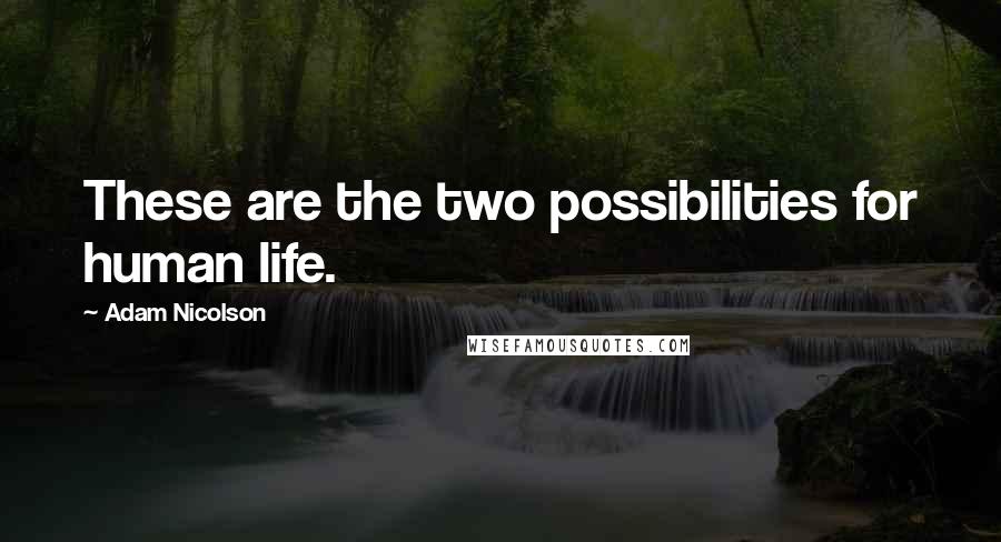 Adam Nicolson Quotes: These are the two possibilities for human life.