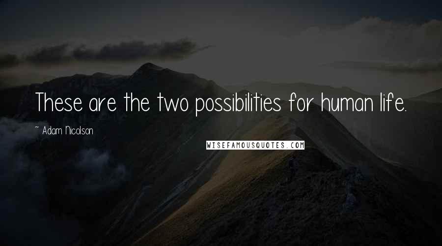 Adam Nicolson Quotes: These are the two possibilities for human life.