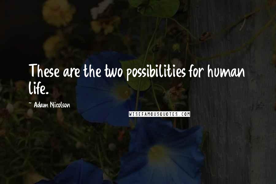 Adam Nicolson Quotes: These are the two possibilities for human life.