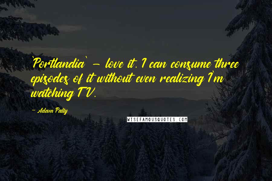 Adam Pally Quotes: 'Portlandia' - love it. I can consume three episodes of it without even realizing I'm watching TV.