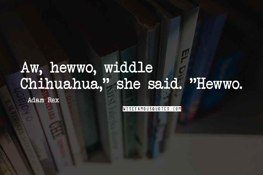 Adam Rex Quotes: Aw, hewwo, widdle Chihuahua," she said. "Hewwo.