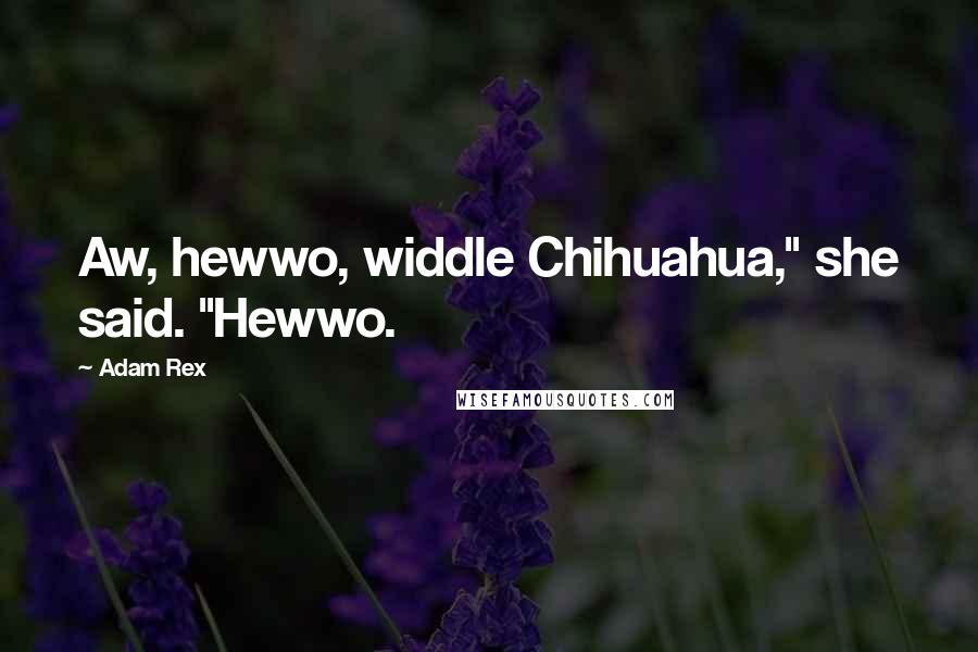 Adam Rex Quotes: Aw, hewwo, widdle Chihuahua," she said. "Hewwo.