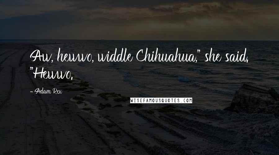 Adam Rex Quotes: Aw, hewwo, widdle Chihuahua," she said. "Hewwo.