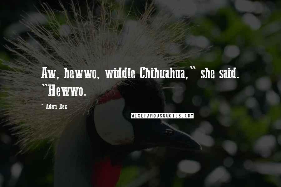 Adam Rex Quotes: Aw, hewwo, widdle Chihuahua," she said. "Hewwo.