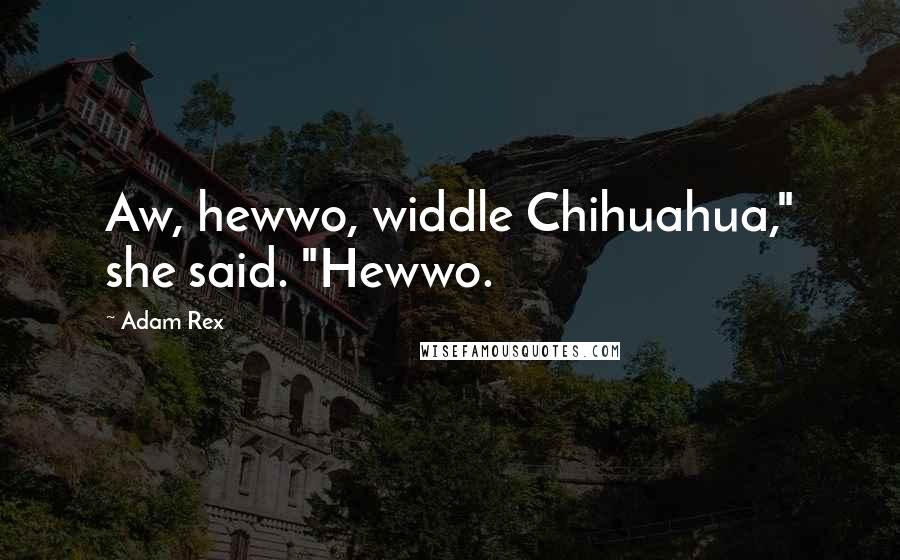 Adam Rex Quotes: Aw, hewwo, widdle Chihuahua," she said. "Hewwo.