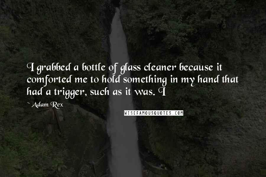 Adam Rex Quotes: I grabbed a bottle of glass cleaner because it comforted me to hold something in my hand that had a trigger, such as it was. I