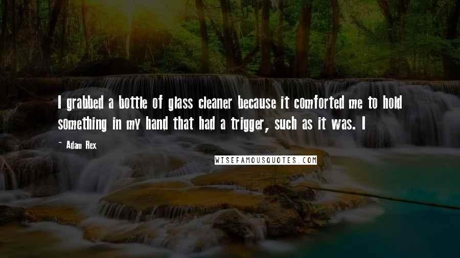 Adam Rex Quotes: I grabbed a bottle of glass cleaner because it comforted me to hold something in my hand that had a trigger, such as it was. I