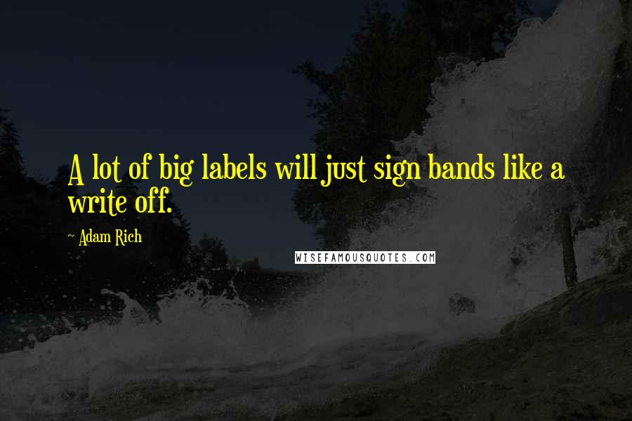 Adam Rich Quotes: A lot of big labels will just sign bands like a write off.