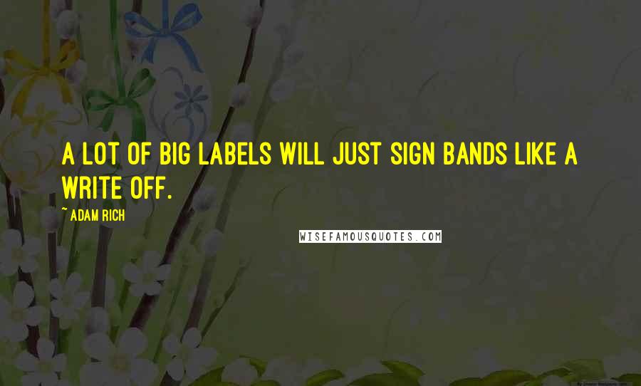 Adam Rich Quotes: A lot of big labels will just sign bands like a write off.