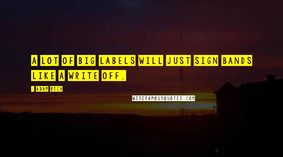 Adam Rich Quotes: A lot of big labels will just sign bands like a write off.