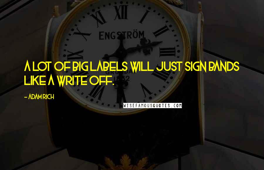 Adam Rich Quotes: A lot of big labels will just sign bands like a write off.