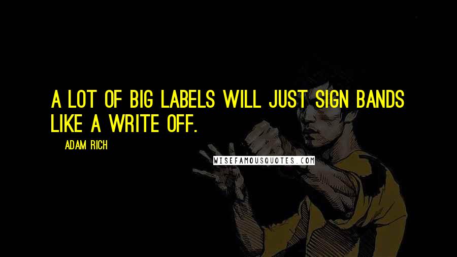 Adam Rich Quotes: A lot of big labels will just sign bands like a write off.