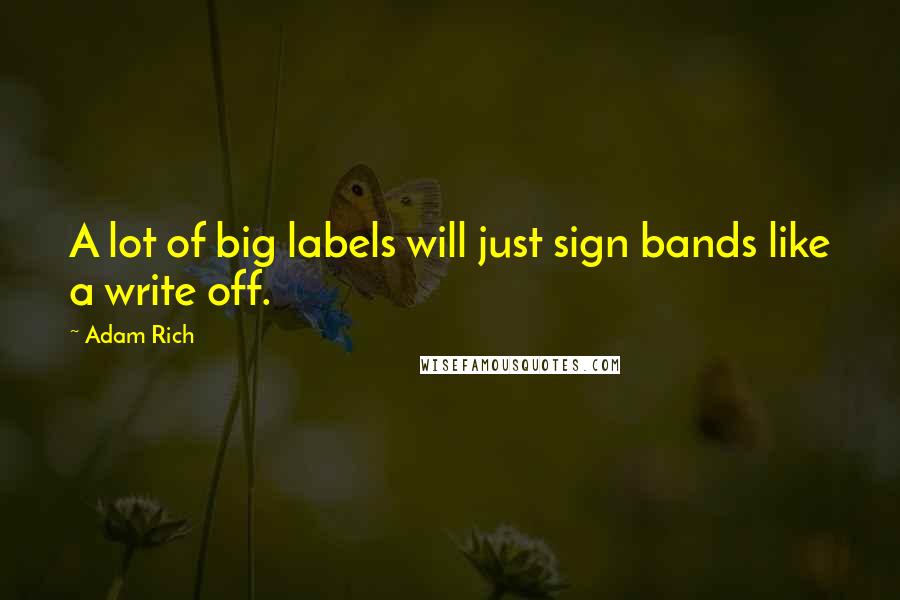 Adam Rich Quotes: A lot of big labels will just sign bands like a write off.