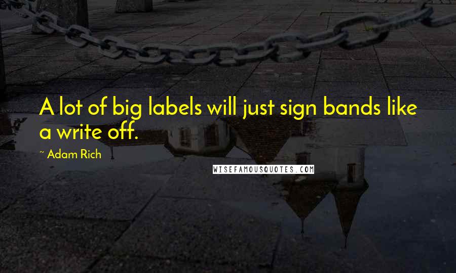 Adam Rich Quotes: A lot of big labels will just sign bands like a write off.