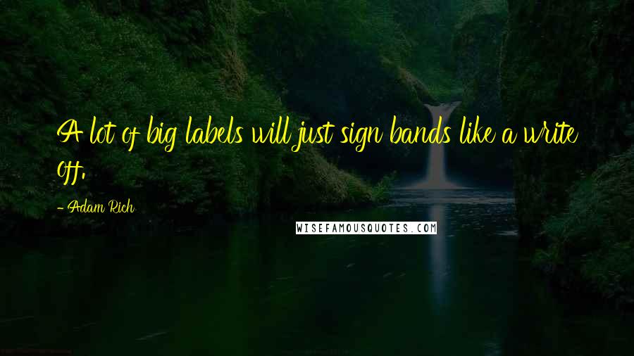 Adam Rich Quotes: A lot of big labels will just sign bands like a write off.