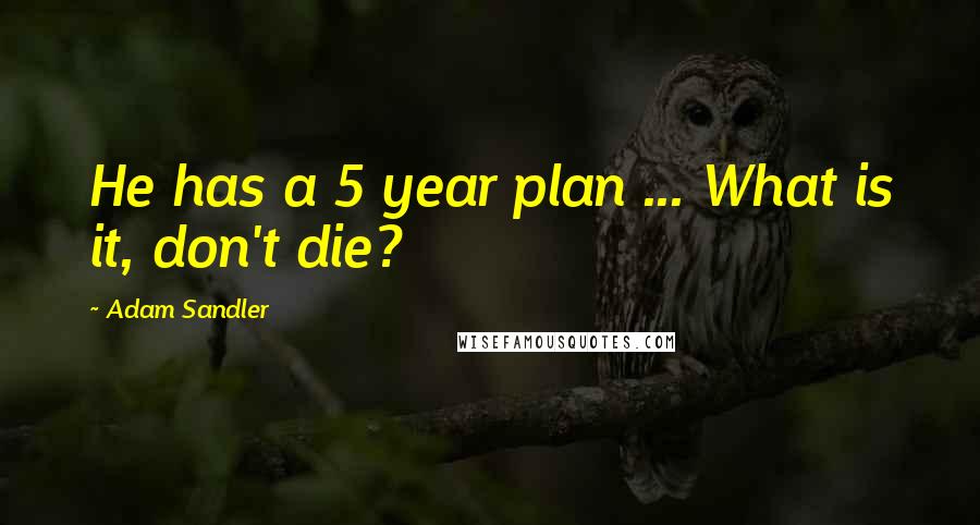 Adam Sandler Quotes: He has a 5 year plan ... What is it, don't die?