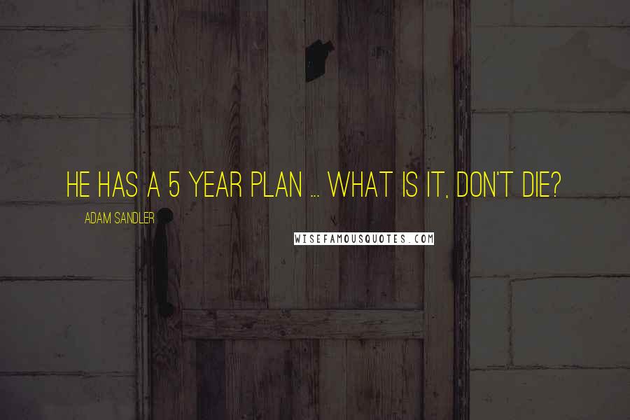 Adam Sandler Quotes: He has a 5 year plan ... What is it, don't die?