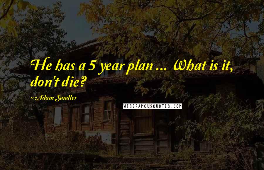 Adam Sandler Quotes: He has a 5 year plan ... What is it, don't die?