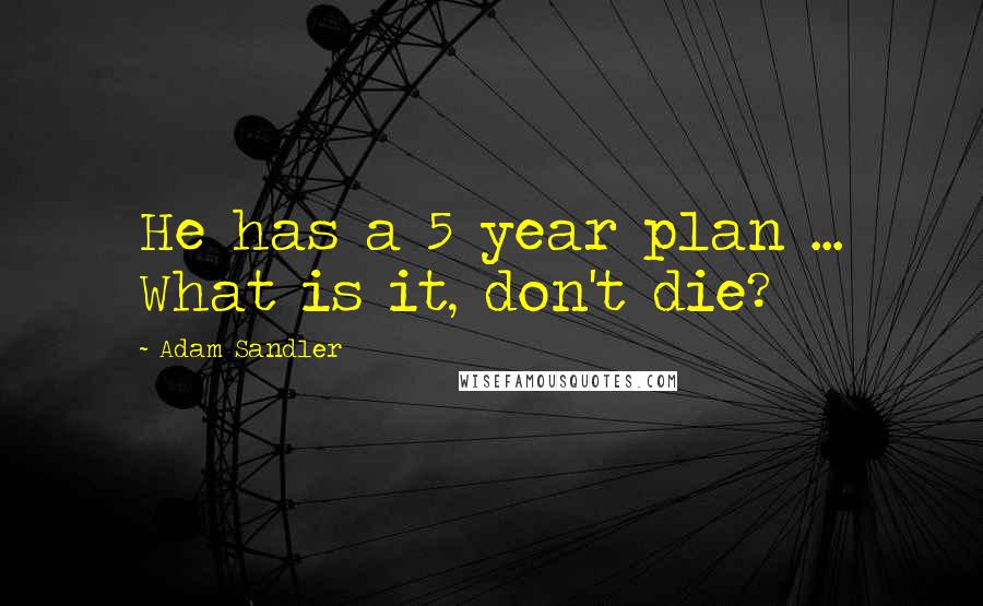 Adam Sandler Quotes: He has a 5 year plan ... What is it, don't die?