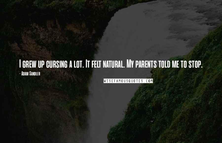 Adam Sandler Quotes: I grew up cursing a lot. It felt natural. My parents told me to stop.