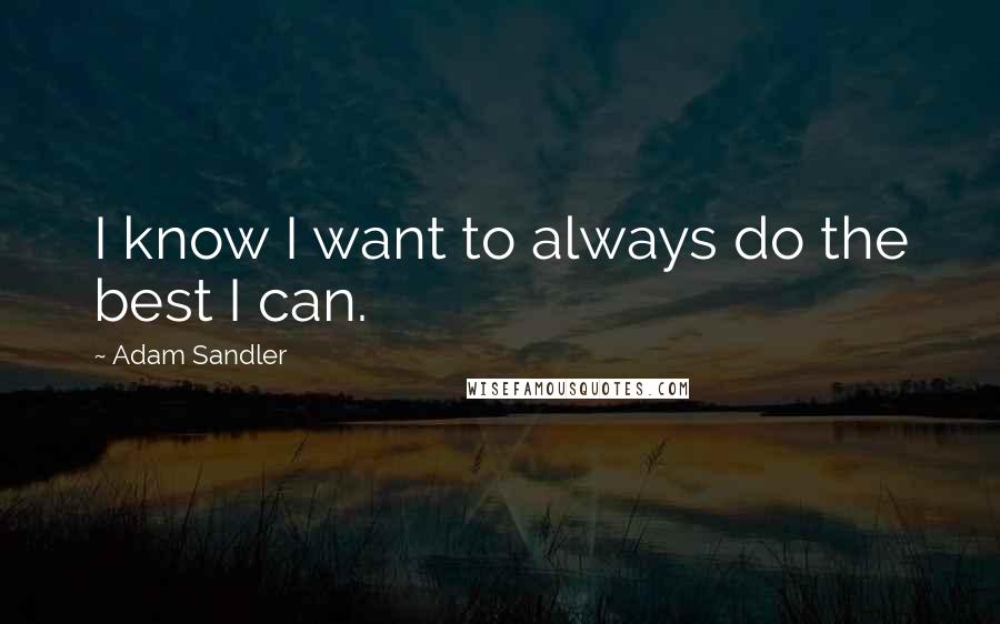 Adam Sandler Quotes: I know I want to always do the best I can.