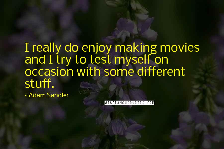 Adam Sandler Quotes: I really do enjoy making movies and I try to test myself on occasion with some different stuff.