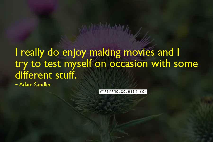 Adam Sandler Quotes: I really do enjoy making movies and I try to test myself on occasion with some different stuff.