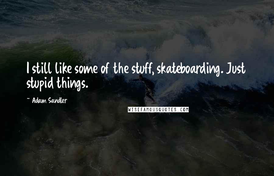 Adam Sandler Quotes: I still like some of the stuff, skateboarding. Just stupid things.