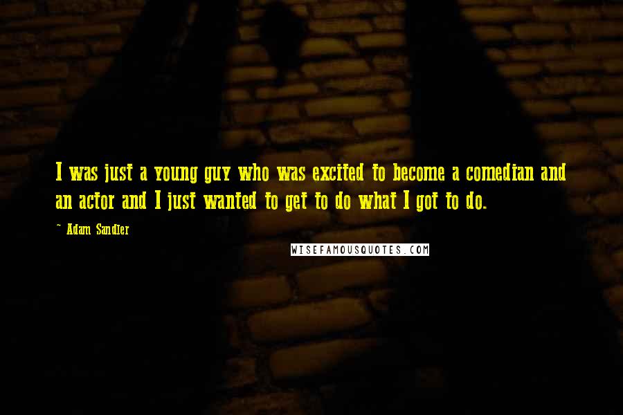 Adam Sandler Quotes: I was just a young guy who was excited to become a comedian and an actor and I just wanted to get to do what I got to do.