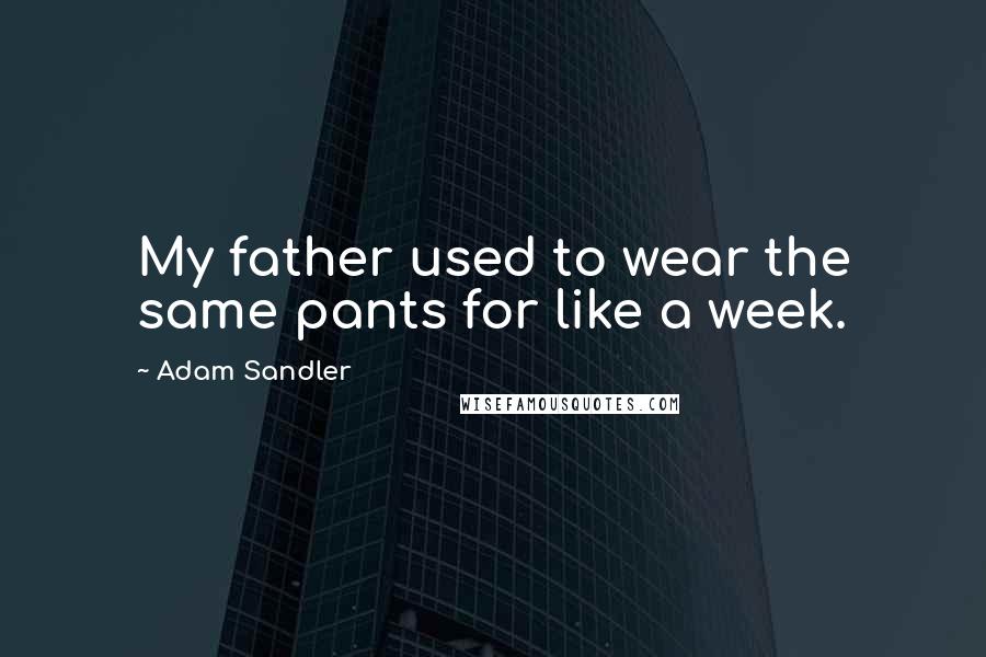 Adam Sandler Quotes: My father used to wear the same pants for like a week.